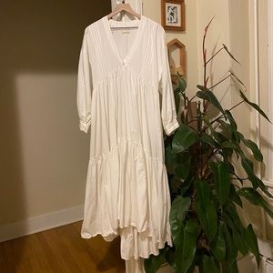 Urban Outflitters white midi puff sleeve dress